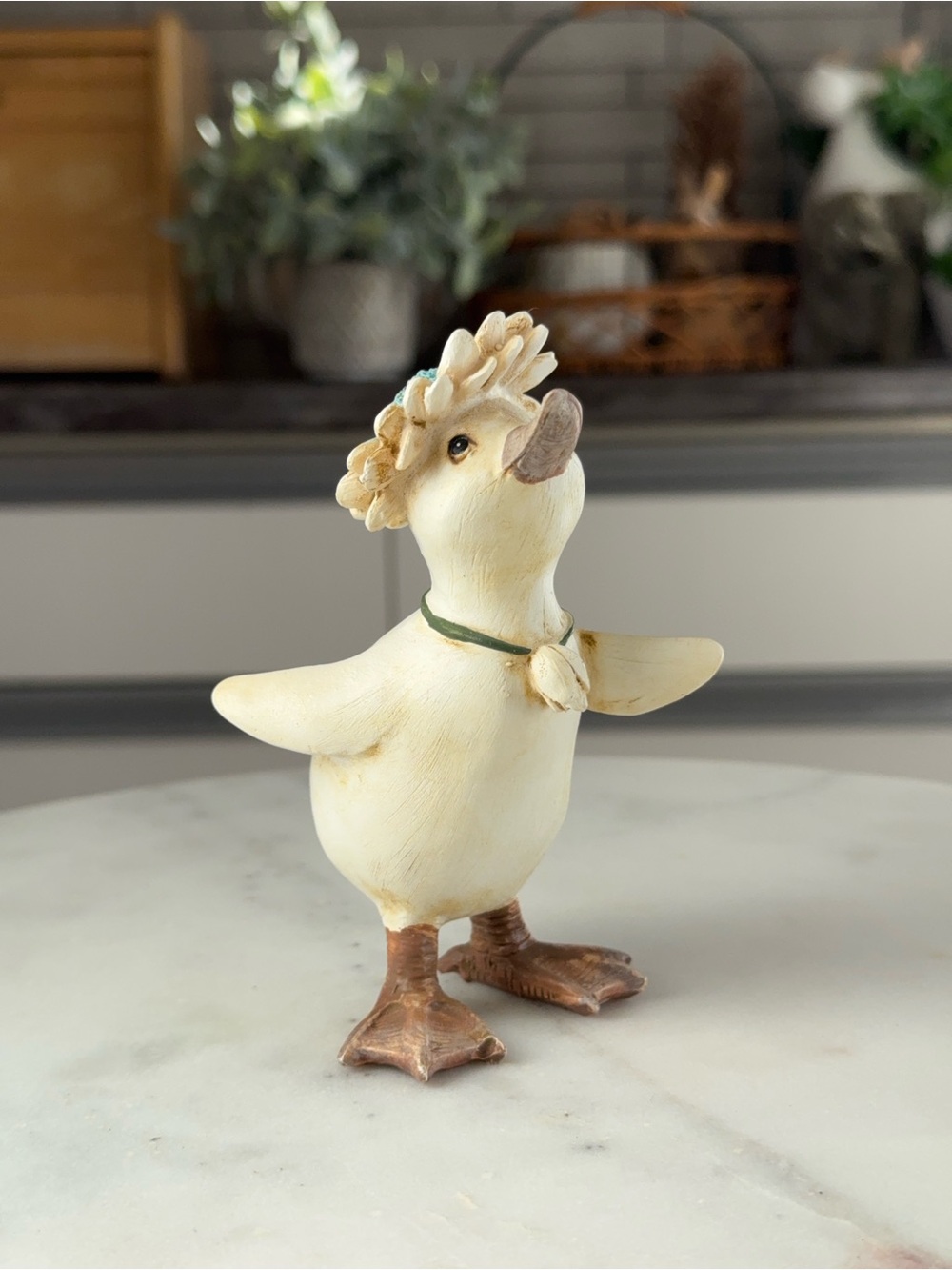 Spring Daisy Duck Figurine Cottagecore Resin Shelf Decor